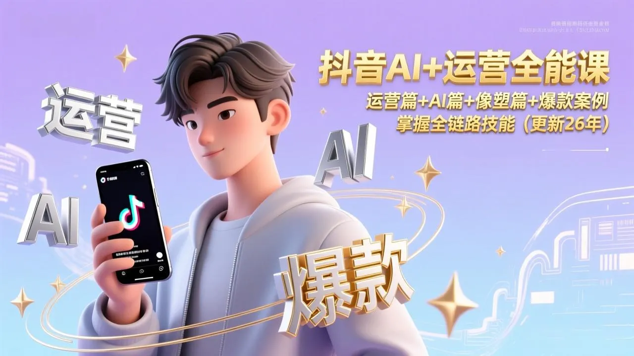 抖音AI+运营全能课,运营篇+AI篇+像塑篇+爆款案例,掌握全链路技能(更新26年_抖汇吧