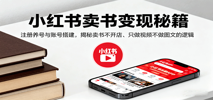 小红书卖书变现秘籍，注册养号与账号搭建，揭秘卖书不开店、只做视频不做图文的逻辑_抖汇吧