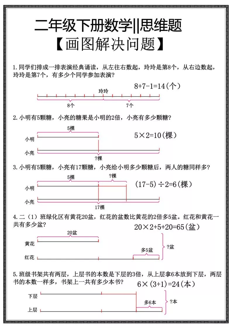 二年级下数学【思维题】画图解决问题_抖汇吧