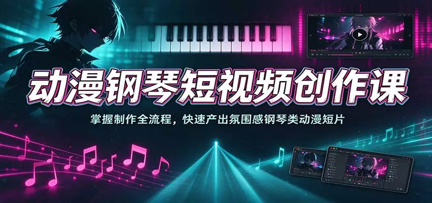 动漫钢琴短视频创作课：掌握制作全流程，快速产出氛围感钢琴类动漫短片_抖汇吧