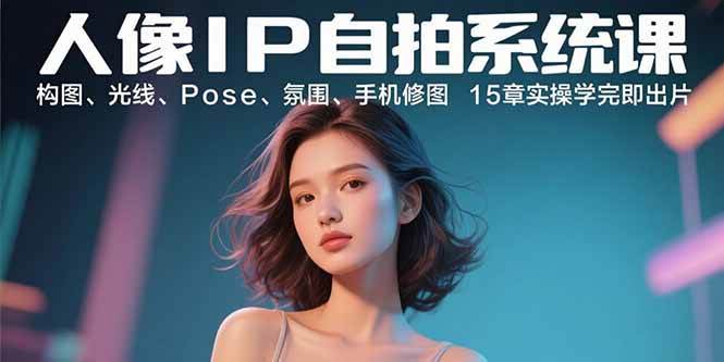 （15920期）人像IP自拍系统课：构图、光线、Pose、氛围、手机修图 15章实操学完即出片_抖汇吧