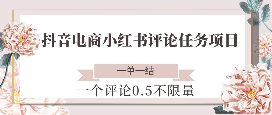 抖音电商小红书评论任务项目，一个评论0.5，一单一结 不限量_抖汇吧