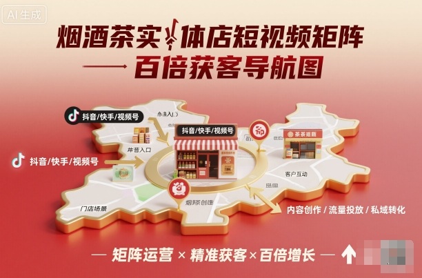 烟酒茶实体店短视频矩阵百倍获客导航图_抖汇吧