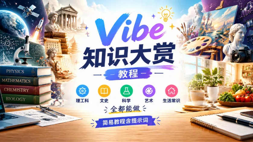 Vibe知识大赏教程，理工科、文史、科学、艺术、生活常识全都能做，简易教程含提示词_抖汇吧