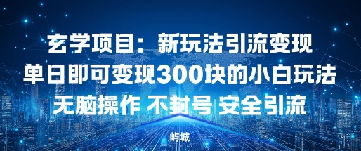 玄学项目：新玩法引流变现单日即可变现3张的小白玩法无脑操作不封号安全引流_抖汇吧
