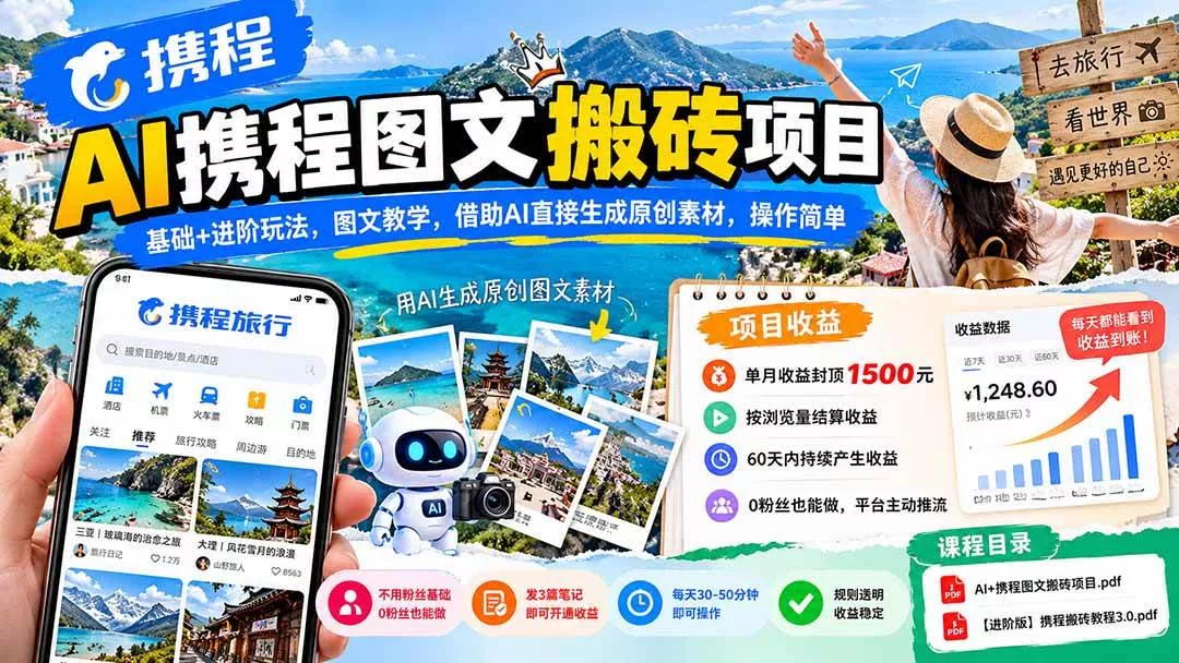 (21180期)AI携程图文搬砖项目,基础+进阶玩法,图文教学,借助AI直接生成原创素材,操作简单 (21180期)AI携程图文搬砖项目,基础+进阶玩法,图文教学,借助AI直接生成原创素材,操作简单