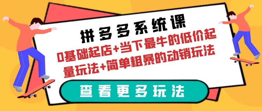 拼多多系统课：0基础起店+低价起量玩法+动销实战案例_抖汇吧