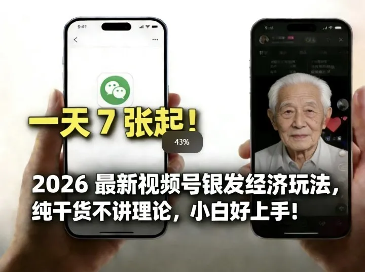 2026最新视频号银发经济玩法，轻松每天7张起，小白也可做_抖汇吧