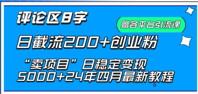 抖音评论区8字日截流创业粉， “卖项目”日稳定变现5000+【揭秘】_抖汇吧