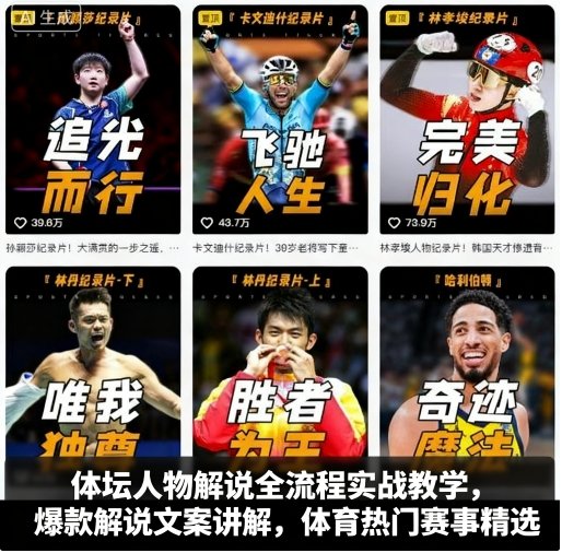 体坛人物解说全流程实战教学，爆款解说文案讲解，体育热门赛事精选_抖汇吧