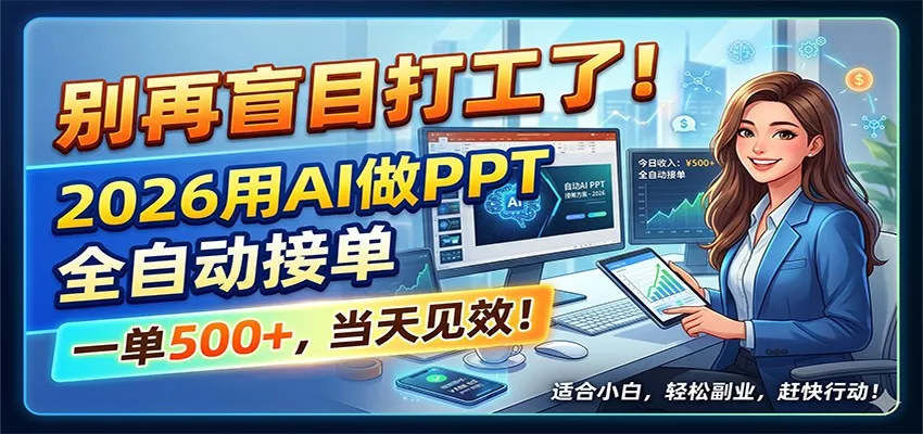 别再盲目打工了!2026用AI做PPT全自动接单,一单5张+,当天见效!_抖汇吧