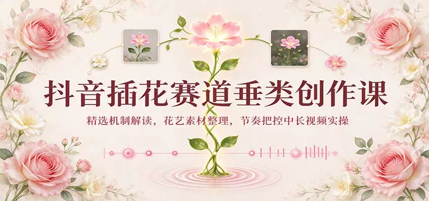 抖音插花赛道垂类创作课：精选机制解读，花艺素材整理，节奏把控中长视频实操_抖汇吧