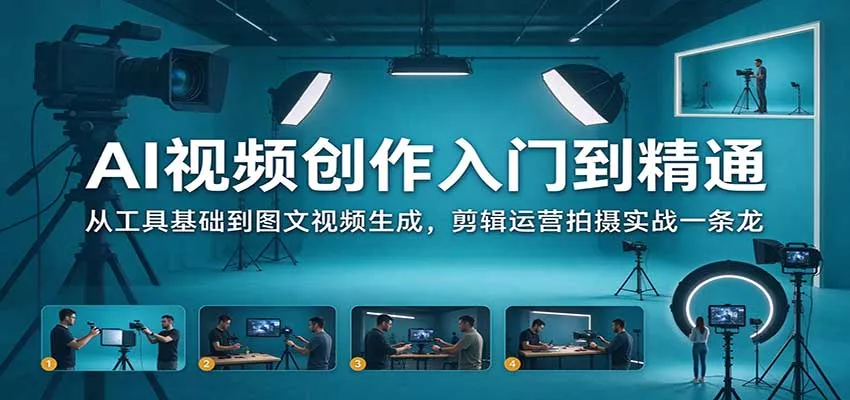 AI视频创作入门到精通：从工具基础到图文视频生成，剪辑运营拍摄实战一条龙_抖汇吧