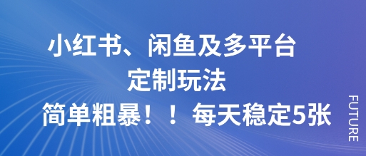 小红书、闲鱼及多平台定制玩法简单粗暴！每天稳定5张_抖汇吧