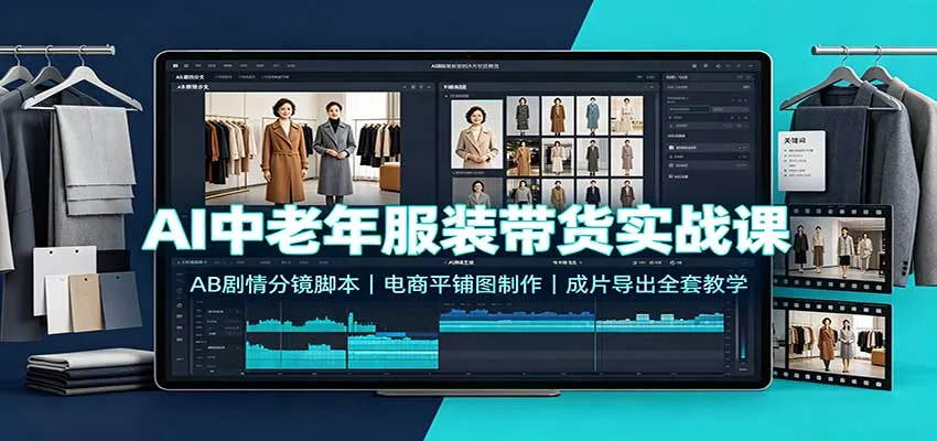 AI中老年服装带货实战课：AB剧情分镜脚本，电商平铺图制作，成片导出全套教学_抖汇吧