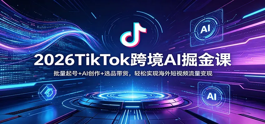 2026TikTok跨境AI掘金课:批量起号+AI创作+选品带货,轻松实现海外短视频流量变现_抖汇吧