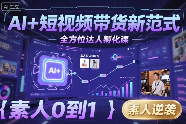 AI+短视频带货新范式全方位达人孵化课，素人也可以从0到1，全方位认知短视频带货_抖汇吧