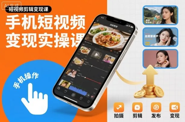 手机短视频变现实操课，短视频剪辑变现课_抖汇吧