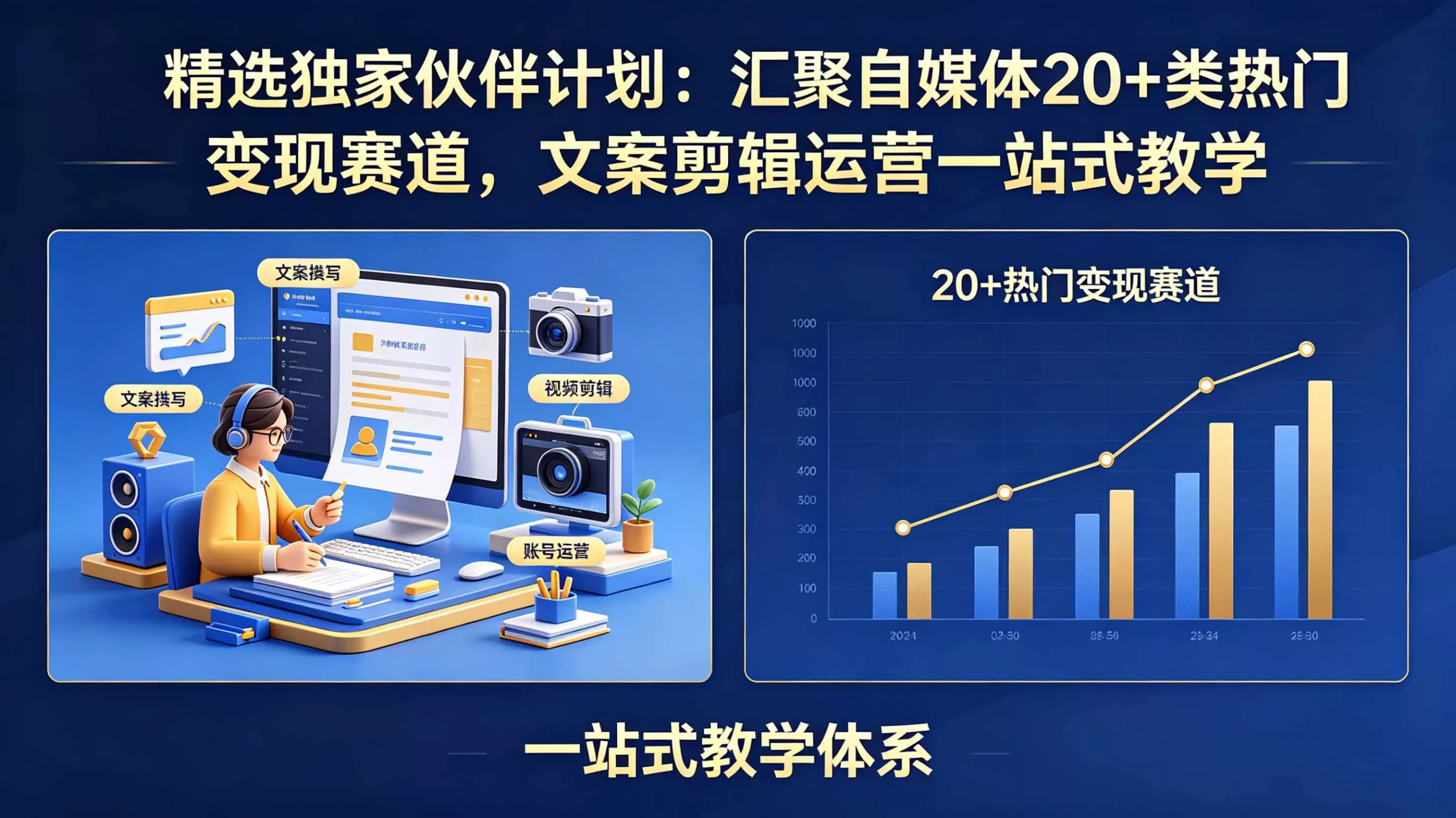 精选独家伙伴计划：汇聚自媒体20+类热门变现赛道，文案剪辑运营一站式教学_抖汇吧