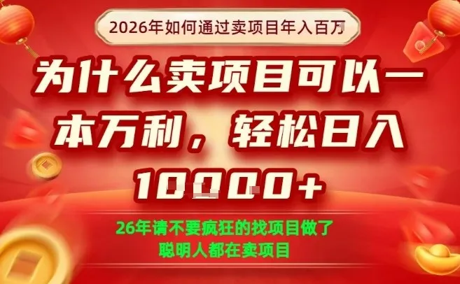 一单净利润1K+,26年想年入100个W,死磕卖项目就够了【揭秘】_抖汇吧