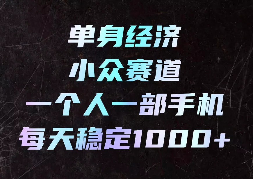 单身经济小众赛道，一个人一部手机，每天稳定1000+，利用下班碎片时间即可【揭秘】_抖汇吧
