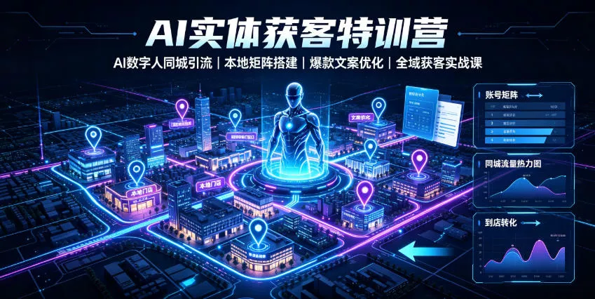 AI实体获客特训营|AI数字人同城引流、本地矩阵搭建、爆款文案优化全域获客实战课
