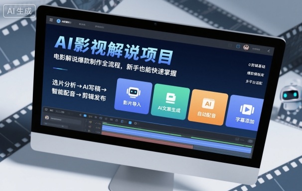 AI影视解说项目，电影解说爆款制作全流程，新手也能快速掌握_抖汇吧