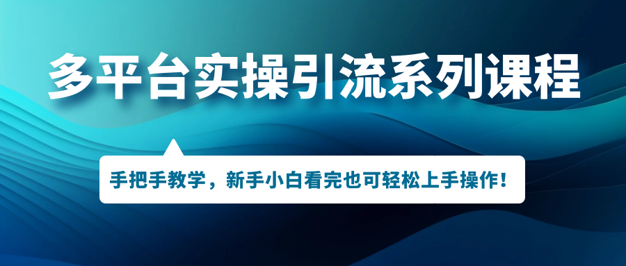 多平台实操引流系列课程，手把手教学，新手小白看完也可轻松上手引流操作！_抖汇吧