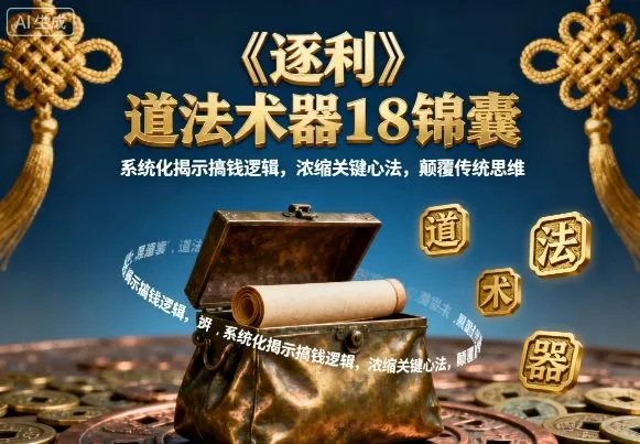 《逐利》道法术器18锦囊，系统化揭示搞钱逻辑，浓缩关键心法，颠覆传统思维（更新）_抖汇吧