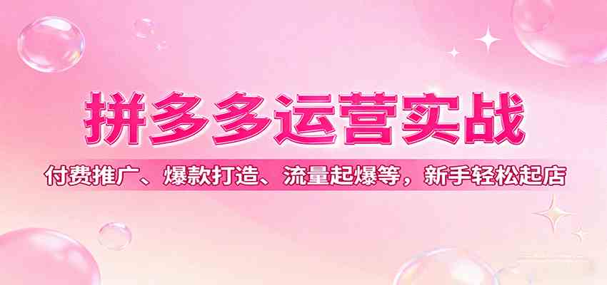 拼多多运营实战，付费推广、爆款打造、流量起爆等，新手轻松起店_抖汇吧