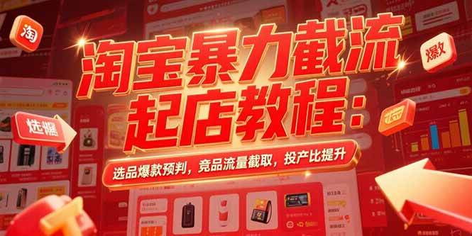 （15468期）淘宝暴力截流起店教程：选品爆款预判，竞品流量截取，投产比提升_抖汇吧