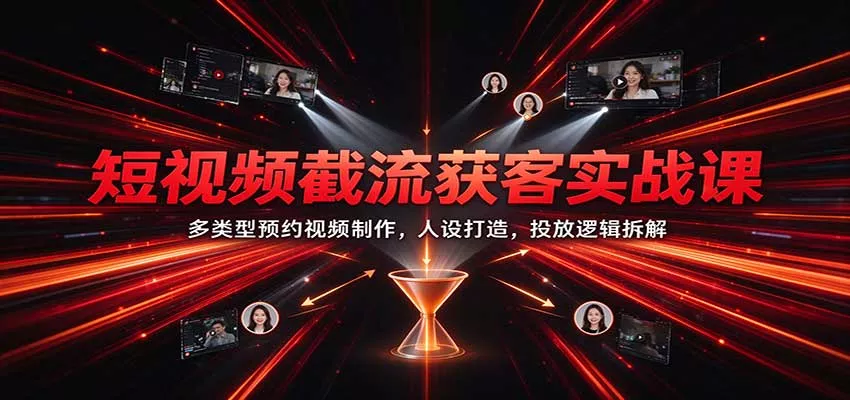 短视频截流获客实战课：多类型预约视频制作，人设打造，投放逻辑拆解_抖汇吧