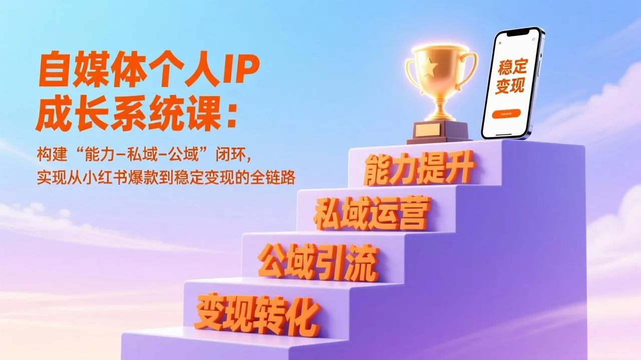 自媒体个人IP成长系统课：构建“能力-私域-公域”闭环，实现从小红书爆款到稳定变现的全链路_抖汇吧