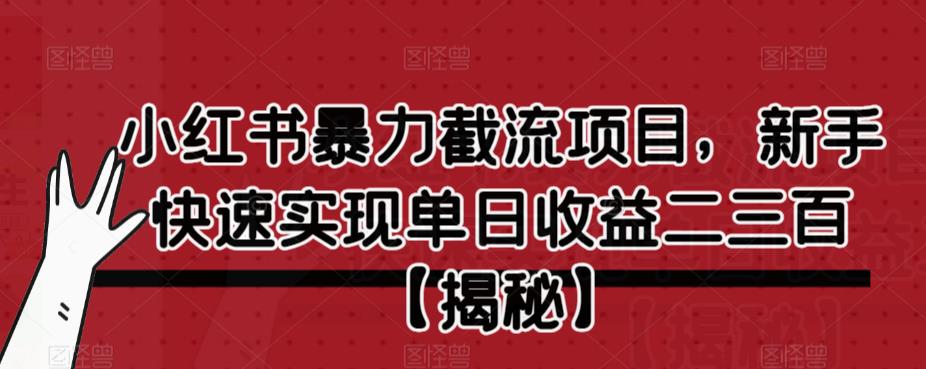 小红书暴力截流项目，新手快速实现单日收益二三百【仅揭秘】_抖汇吧