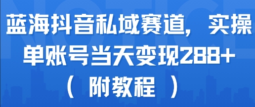 蓝海抖音私域赛道，实操单账号当天变现288+(附教程)_抖汇吧