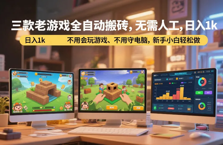 三款老游戏全自动搬砖，无需人工，日入1k，不用会玩游戏、不用守电脑，新手小白轻松做【揭秘】