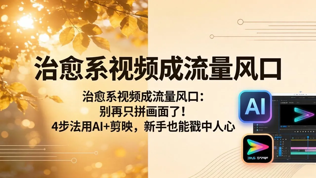 治愈系视频成流量风口：别再只拼画面了！4步法用AI+剪映，新手也能戳中人心_抖汇吧