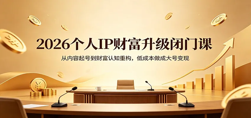 2026个人IP财富升级闭门课：从内容起号到财富认知重构，低成本做成大号变现_抖汇吧