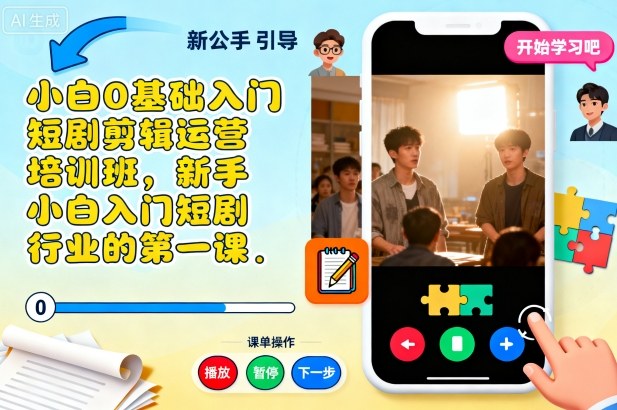 小白0基础入门短剧剪辑运营培训班，新手小白入门短剧行业的第一课_抖汇吧