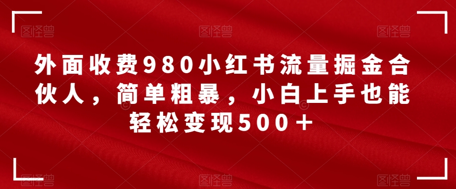 外面收费980小红书流量掘金合伙人，简单粗暴，小白上手也能轻松变现500＋【揭秘】_抖汇吧