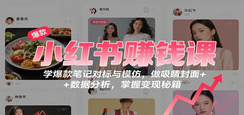 小红书赚钱课：学爆款笔记对标与模仿，做吸睛封面 + 数据分析，掌握变现秘籍_抖汇吧
