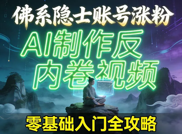 佛系隐士账号涨粉，AI制作反内卷视频，零基础入门全攻略_抖汇吧