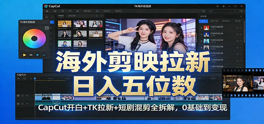 海外剪映拉新日入五位数：CapCut开白+TK拉新+短剧混剪全拆解，0基础到变现_抖汇吧