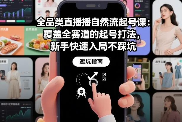 全品类直播自然流起号课：覆盖全赛道的起号打法，新手快速入局不踩坑_抖汇吧