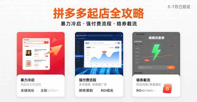 （15670期）拼多多起店全攻略，暴力冷启，强付费流程，暗券截流，5-7月已验证的方法_抖汇吧