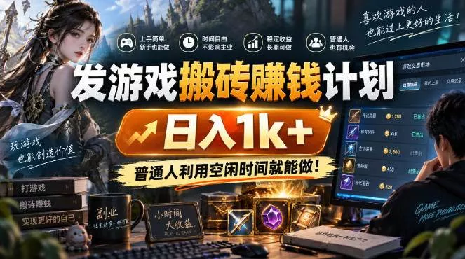 （20887期）游戏全程自动化打金，日入千元，全程时间零投入！_抖汇吧