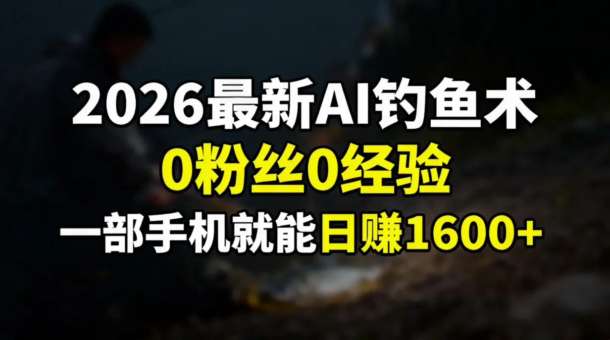 2026最新AI钓鱼术:0粉丝0经验,一部手机就能开启赚钱模式_抖汇吧