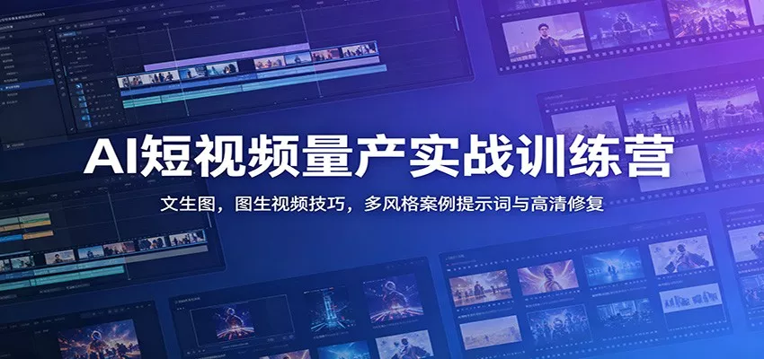 AI短视频量产实战训练营：文生图，图生视频技巧，多风格案例提示词与高清修复_抖汇吧