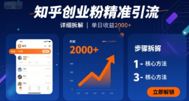 知乎创业粉精准引流，详细拆解，单日收益多张_抖汇吧