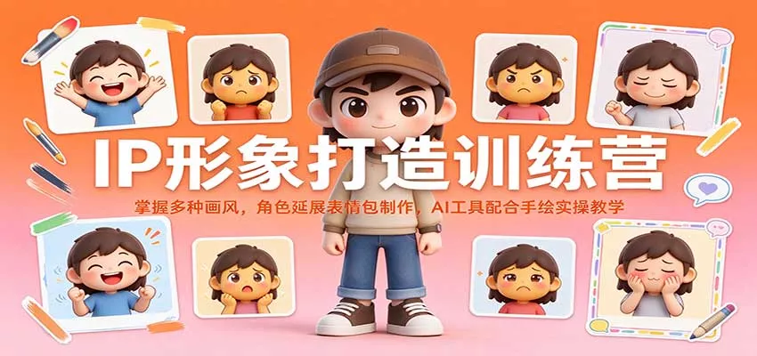 IP形象打造训练营：掌握多种画风，角色延展表情包制作，AI工具配合手绘实操教学_抖汇吧